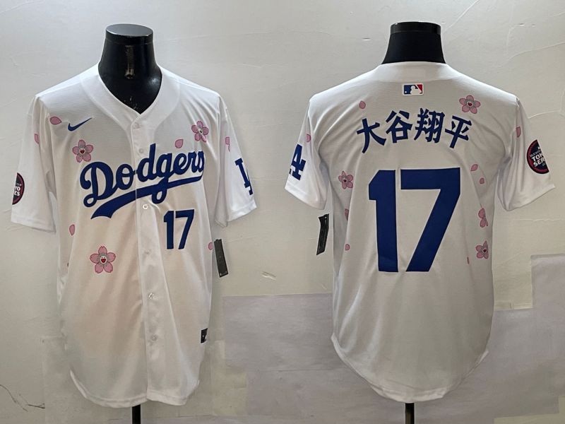 Men Los Angeles Dodgers 17 Ohtani White Sakura Edition 2025 Nike MLB Jersey style 3205